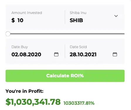 Shiba Inu ROI calculator